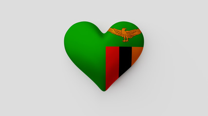 Corazón bandera Zambia. 3D