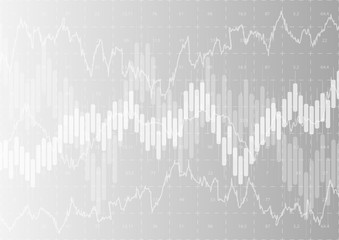 financial graph with a linear diagram, a histogram in the stock market on a gradient gray background.Vector illustration.