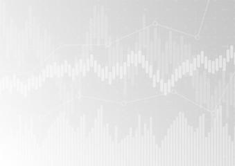 financial graph with a linear diagram, a histogram in the stock market on a gradient gray background.Vector illustration.