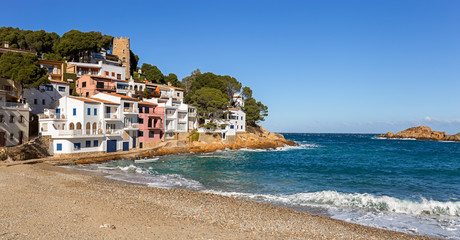 Fototapeta na wymiar Panoramic view of Sa Tuna, a fishermen village in Costa Brava, Catalonia