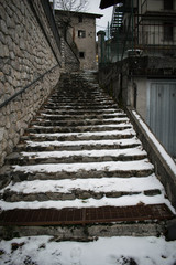 Fototapeta na wymiar Snowy Staircase