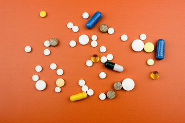 Capsules and tablets. Pharmaceutical medicine concept. 
