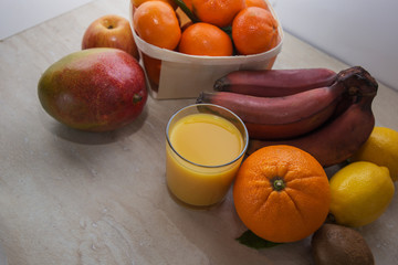 Fresh healthy tropical fruits. Summer food, vitamins concept