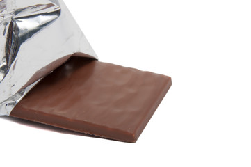 Milk chocolate with mint filling isolated on the white
