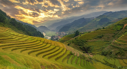 Mu Cang Chai, landscape terraced rice field near Sapa, north Vietnam