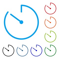 Обратный отсчёт. Таймер. Разноцветный набор векторных иконок.