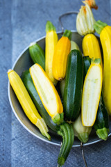 fresh colorful zucchini in a druish