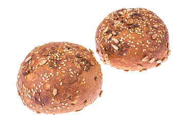 Round whole-wheat rye rolls with flax and sunflower seeds