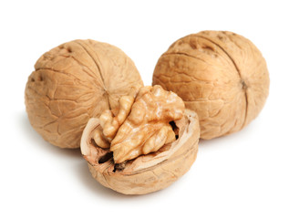 Walnuts isolated on white background