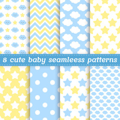 Set of 8 baby seamless vector patterns