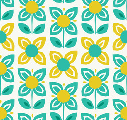seamless pattern with flowers in scandinavian style
