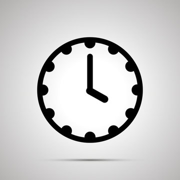 Clock face showing 4-00, simple black icon on white