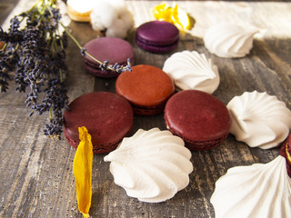 bright and delicate cakes and macaroons