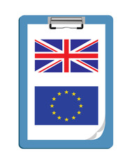 Vetor image of a clipboard with the UK and EU flag - Brexit