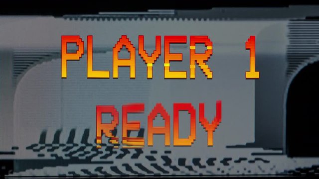 player 1 ready words from retro computer arcade game