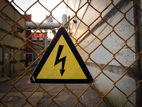 high voltage, sign of electrical safety. electric lightning.