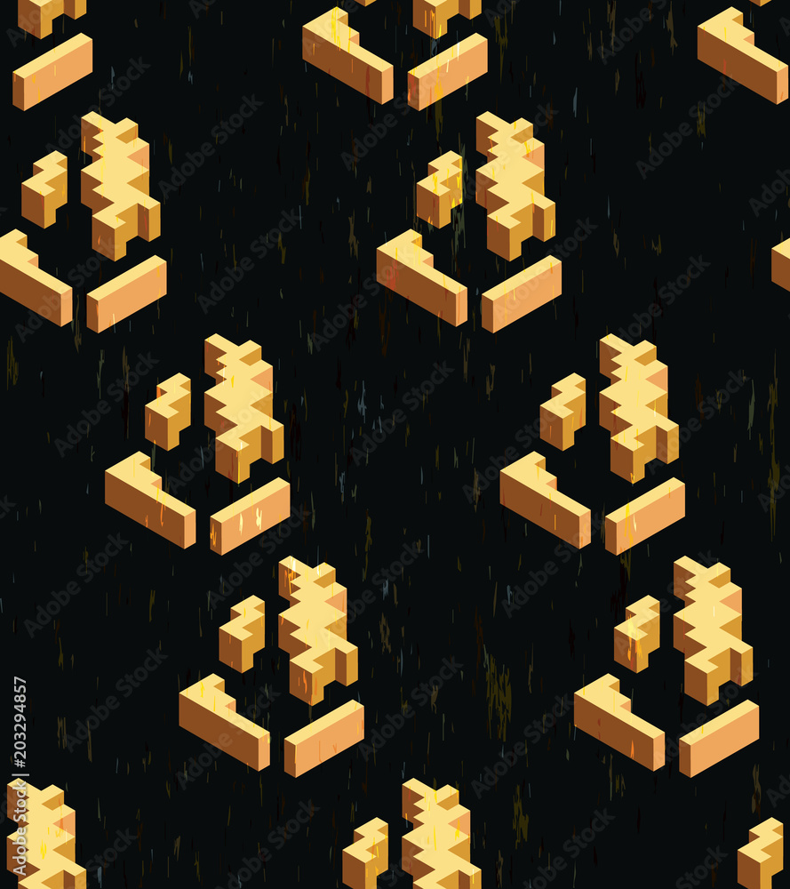 Poster Abstract seamless pattern with three-dimensional geometric shapes.