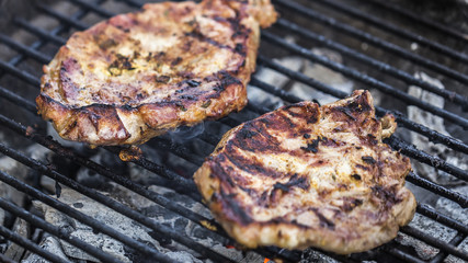 meat on a charcoal grill