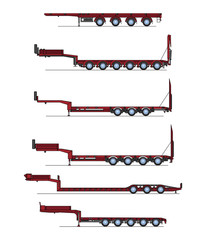 set of car trailer for transportation vehicles vector illustration isolated on white background