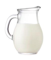 decanter of milk isolated on white background