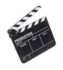 Movie clapper isolated on white background