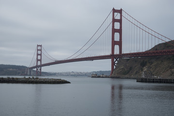 Golden Gate Bridge from bay shoreline