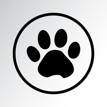 Animal paw track icon. Black silhouette. Vector illustration
