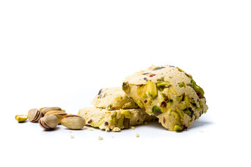 Halva with pistachio isolated on white
