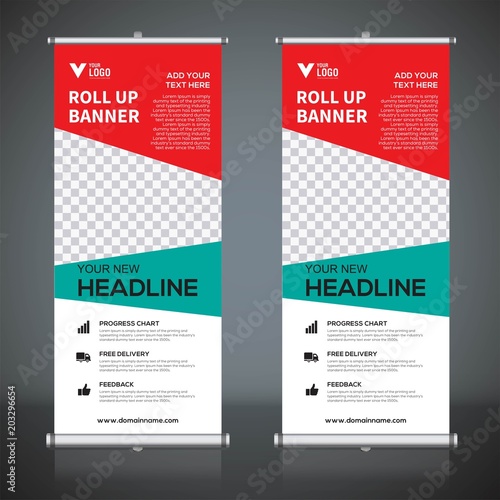 Roll Up Banner Design Template Vertical Abstract Background