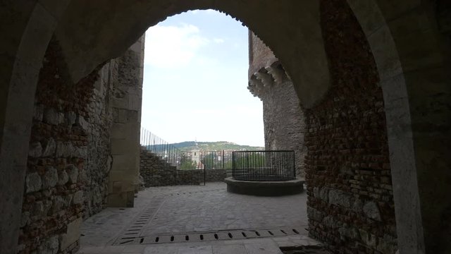 Gate and a fountain at Corvin Castle