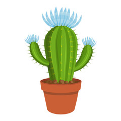 Cactus icon. Cartoon cactus in a pot. Prickly plant. Vector graphics to design.