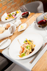 Different dishes served in a restaurant