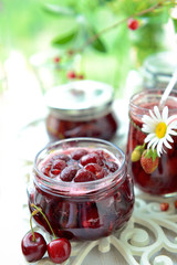 Fototapeta na wymiar Homemade cherry jam
