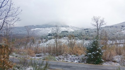 Obraz na płótnie Canvas Snow in mountains of the Sierra de Gredos