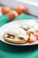 Egg poached on a bun