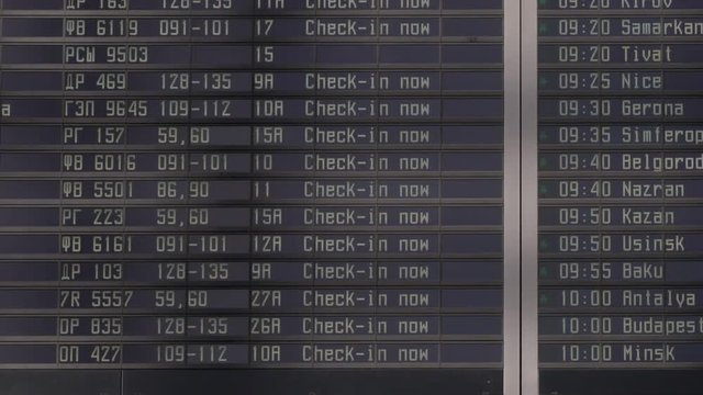 Departure board at the airport