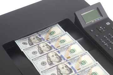 Printer and dollar bills