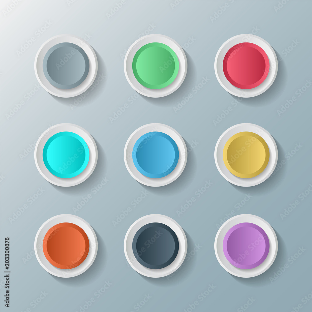 Poster symbol set of round buttons.vector illustrator