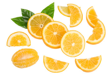 Fototapeta premium sliced lemon isolated on white background top view