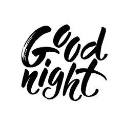 Good night card. Hand drawn lettering. Vector illustration of wish good night. Ink illustration. Modern brush calligraphy. Isolated on white background.