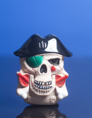Pirate skull wearing a hat.