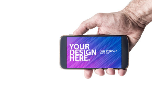 Hand Holding Smartphone Mockup