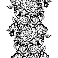 seamless monochrome pattern of flowers for greeting cards, background, price tags