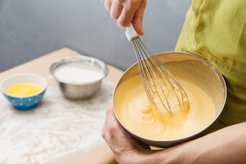 Daugh making on the craft background at home