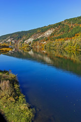 Fototapeta premium Autumn Landscape of Iskar River near Pancharevo lake, Sofia city Region, Bulgaria