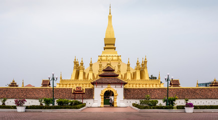 Wat (temple) That Luang, Vientiane, Laos.