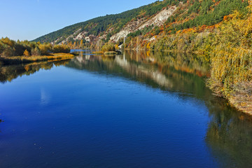 Autumn Landscape of Iskar River near Pancharevo lake, Sofia city Region, Bulgaria