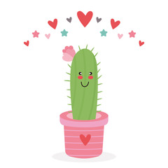 Vector illustration of cute cactus in a pot