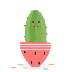 Vector illustration of cute cactus in a pot