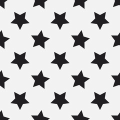 Black and white stars seamless vector pattern. Decorative texture. Simple minimal background.
